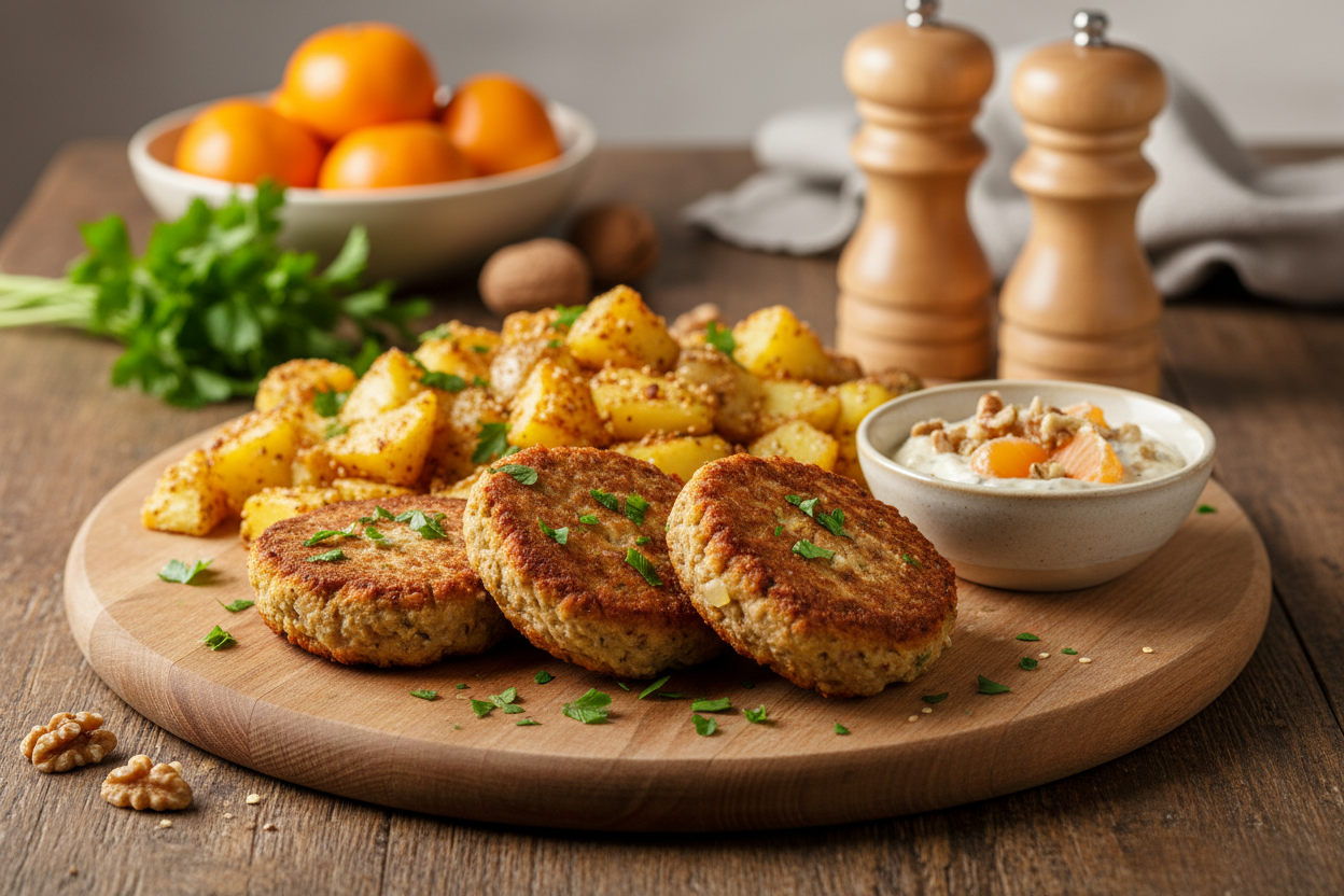 Buchweizenbratling mit Sesamkartoffeln