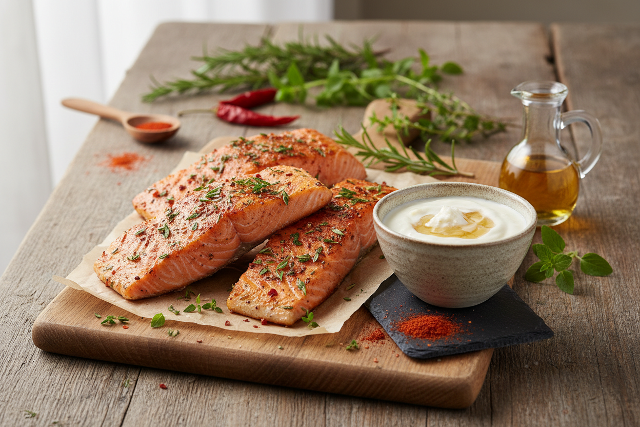 Gebratener Paprika-Chili-Lachs
