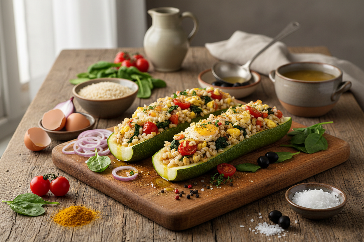 Gefüllte Zucchini für 2 Personen