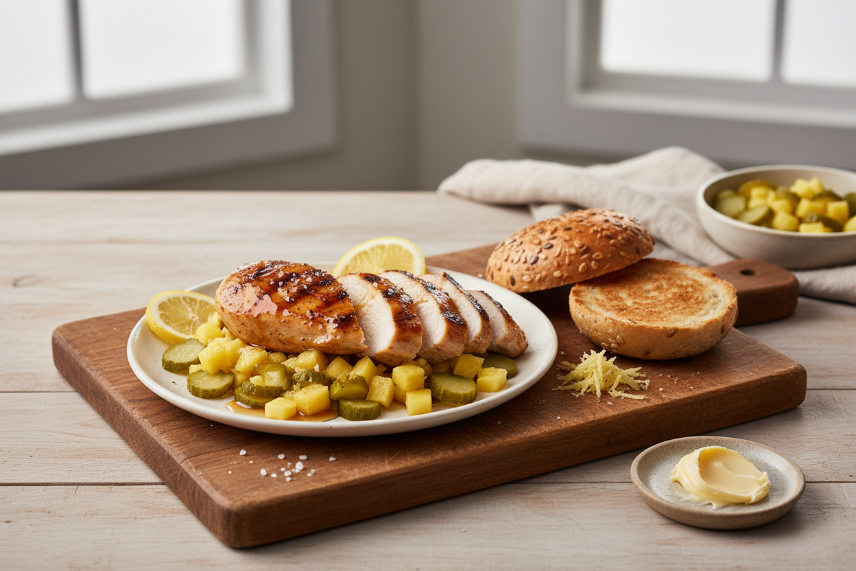 Gegrillte Hähnchenbrust auf Ananas