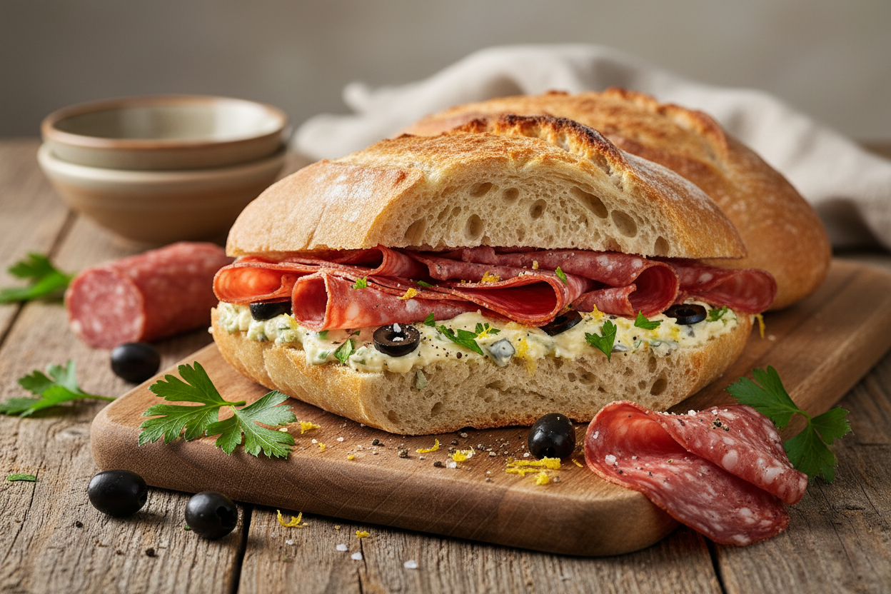 Italienisches Salami-Ciabatta