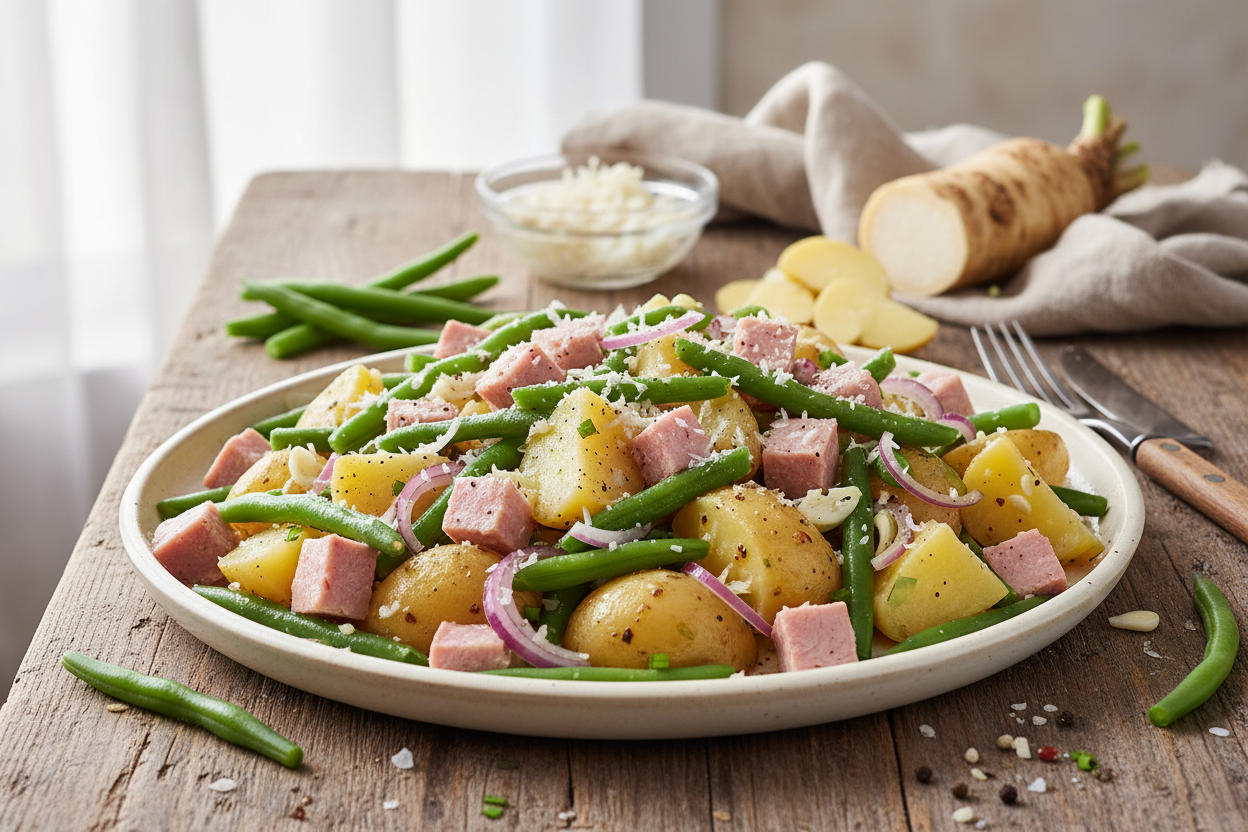 Kartoffel-Bohnen-Salat mit frischem Meerrettich