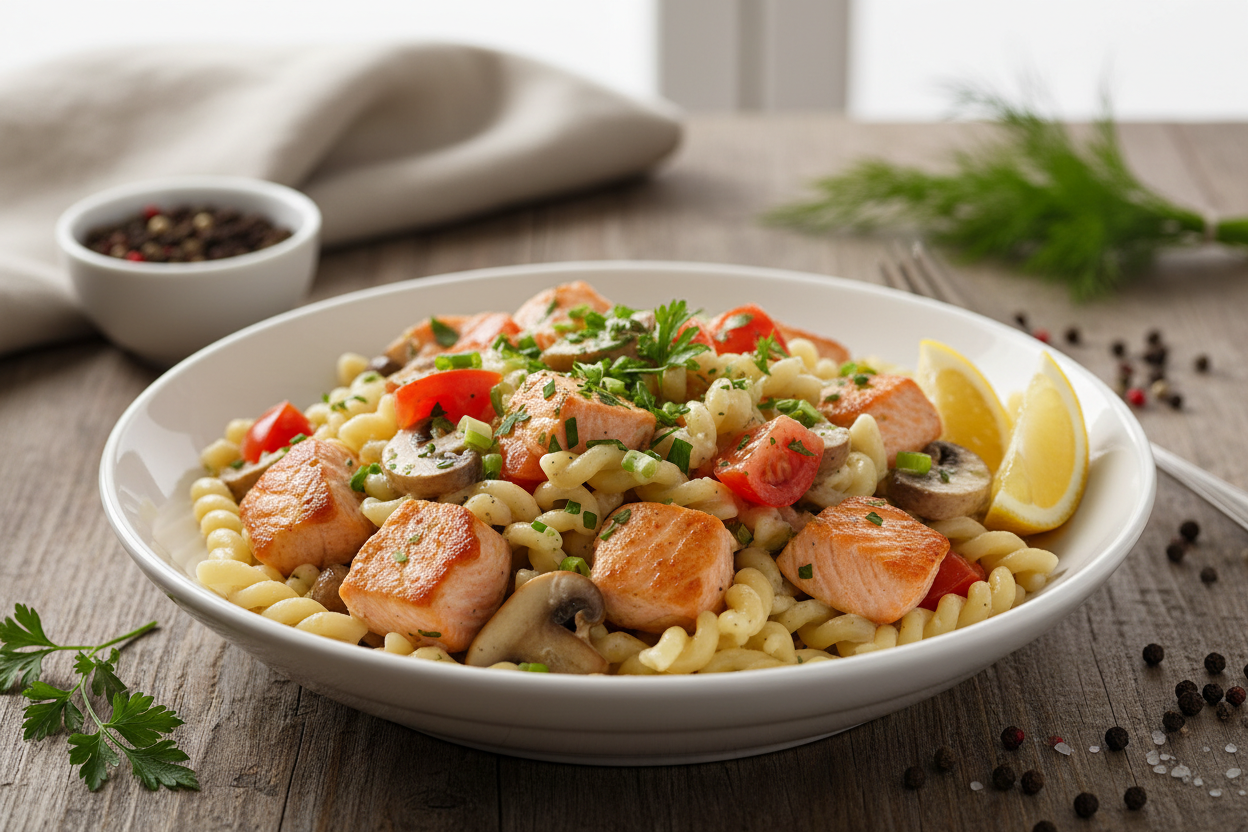 Lachs-Ragout mit Nudeln