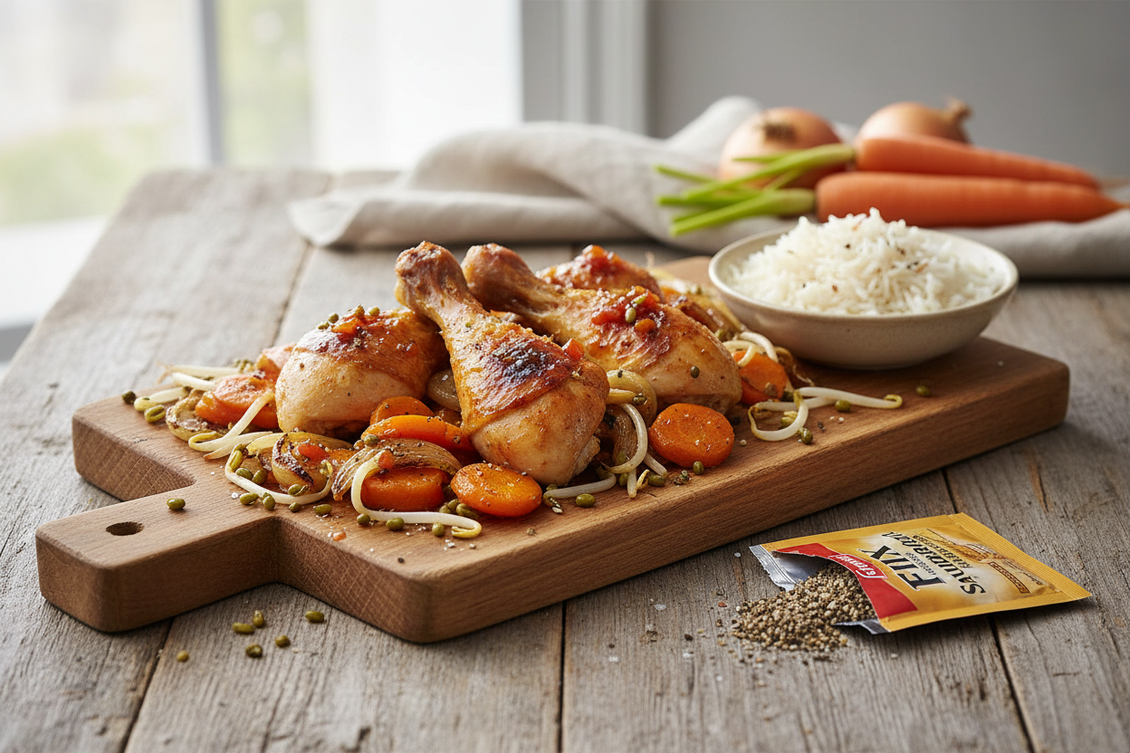 Möhren und Hähnchen aus dem Bratschlauch