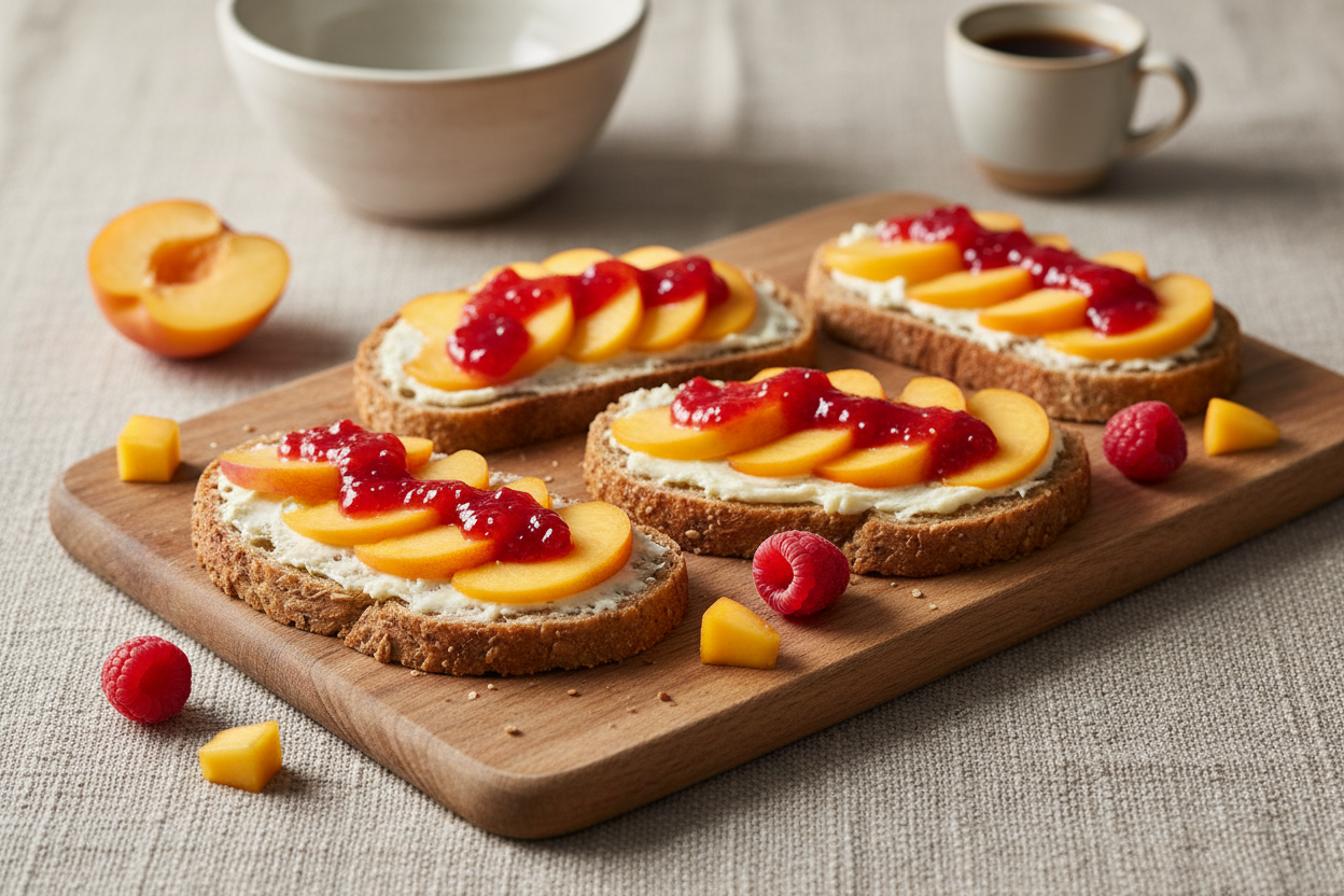 Nektarinenbrötchen mit Himbeerkonfitüre