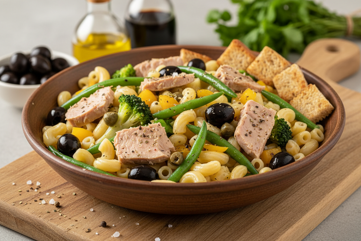 Nudel-Gemüse-Salat mit Thunfisch