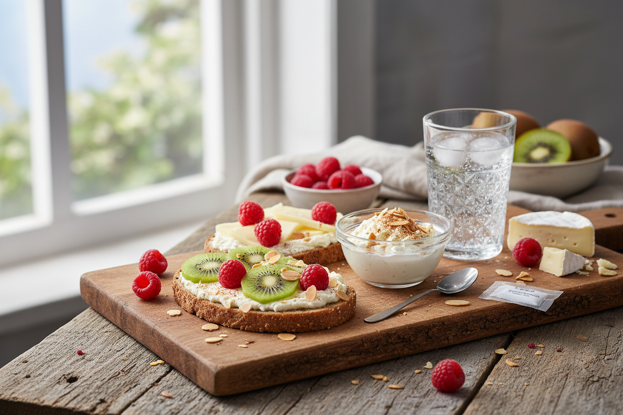 Obstsandwich mit Quark und Käse