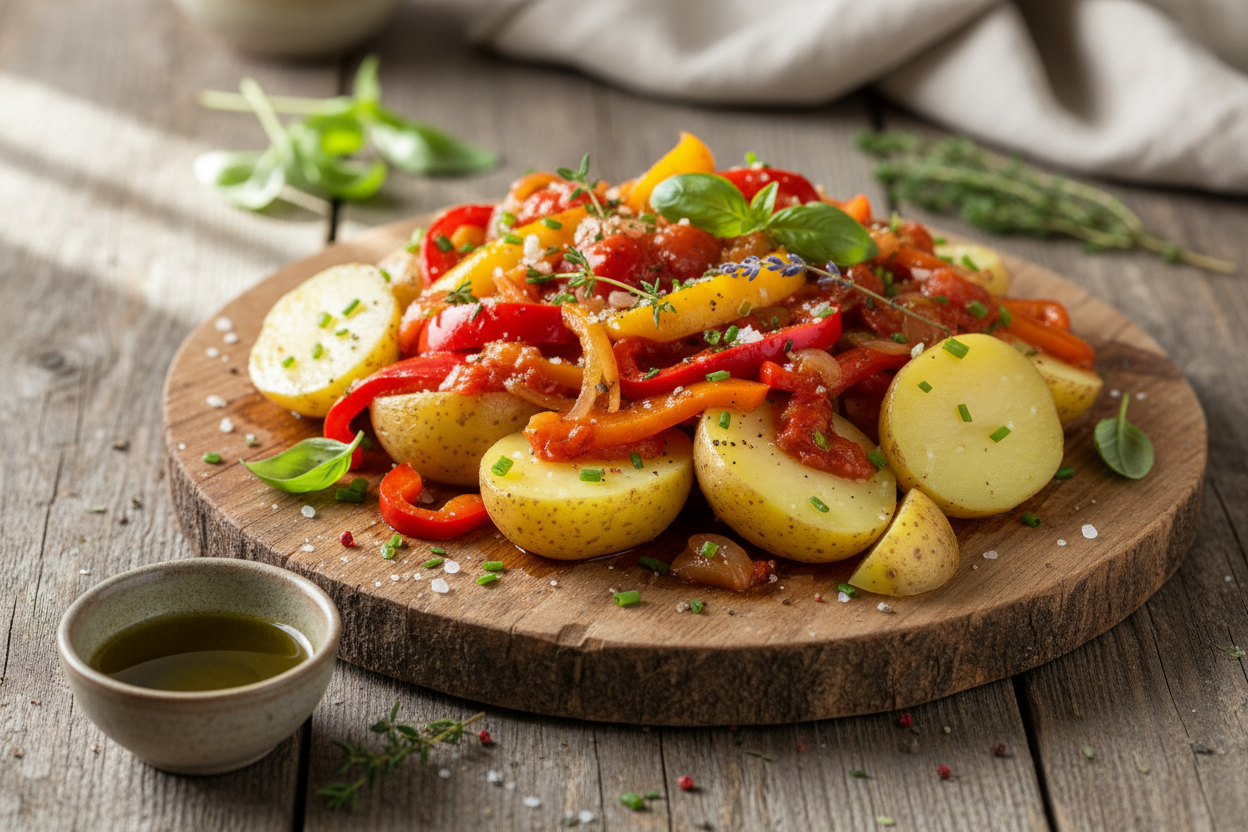 Pellkartoffeln mit Paprikagemüse