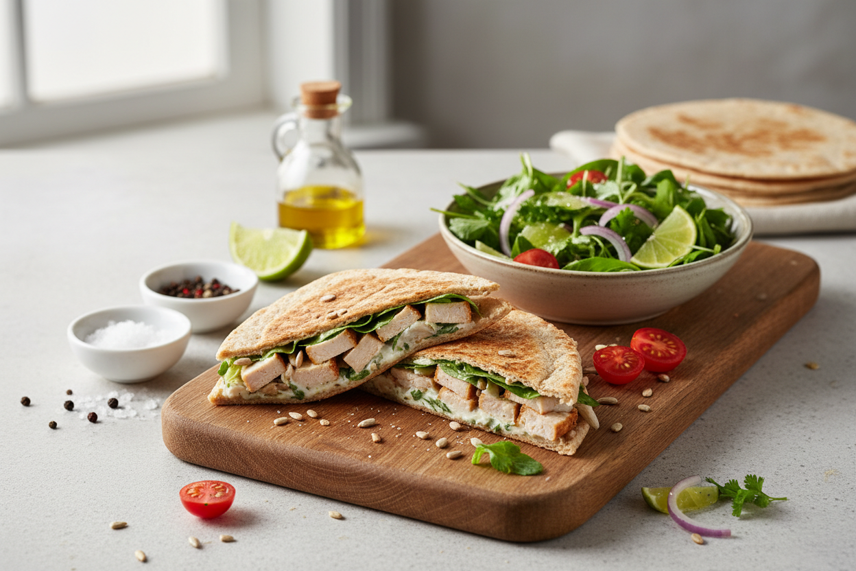 Puten-Tortillasandwich mit Kräutersalat