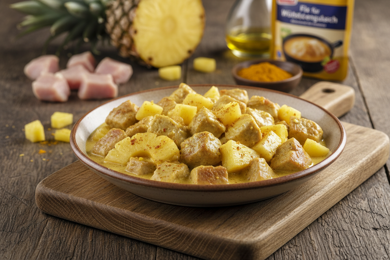 Putenpfanne mit Ananas