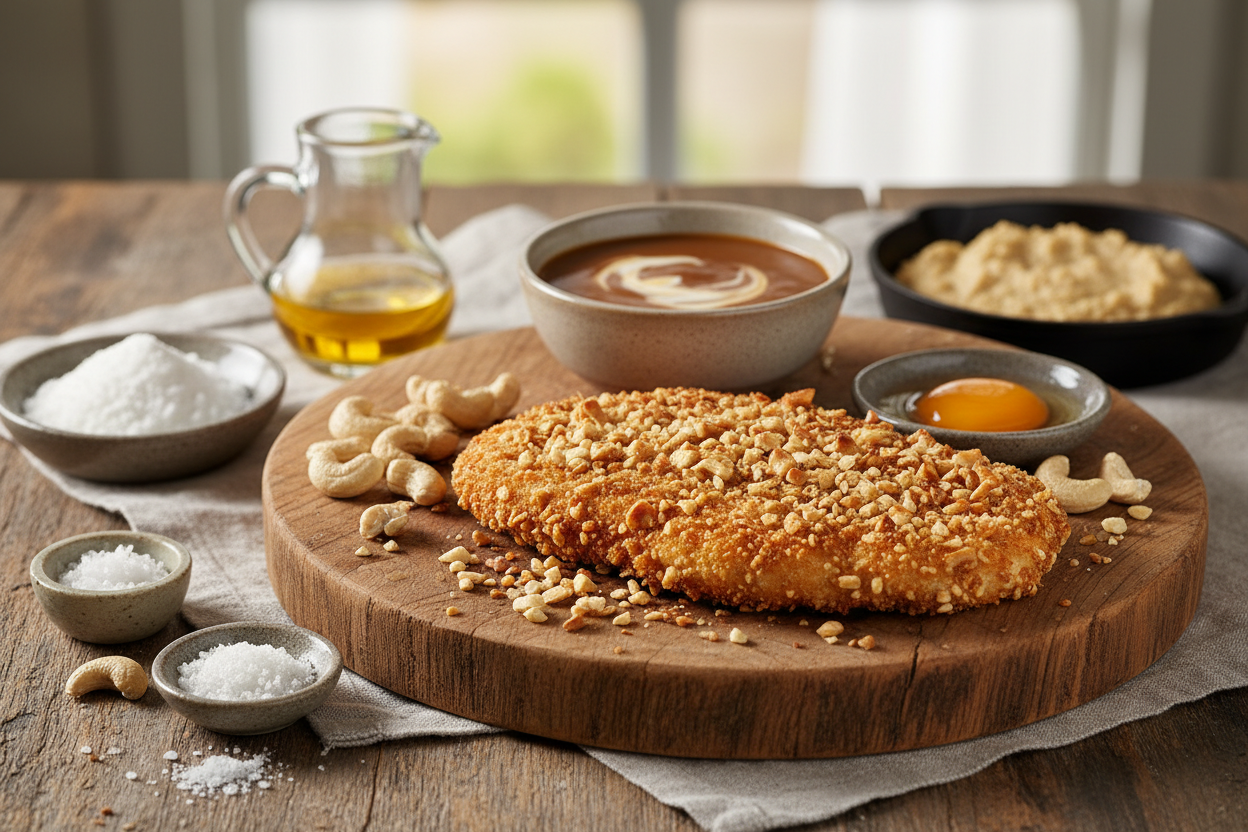 Putenschnitzel in Cashewhülle