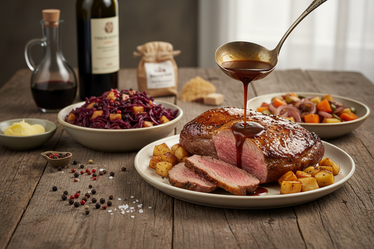 Rehrücken mit Rotkohl und Äpfeln