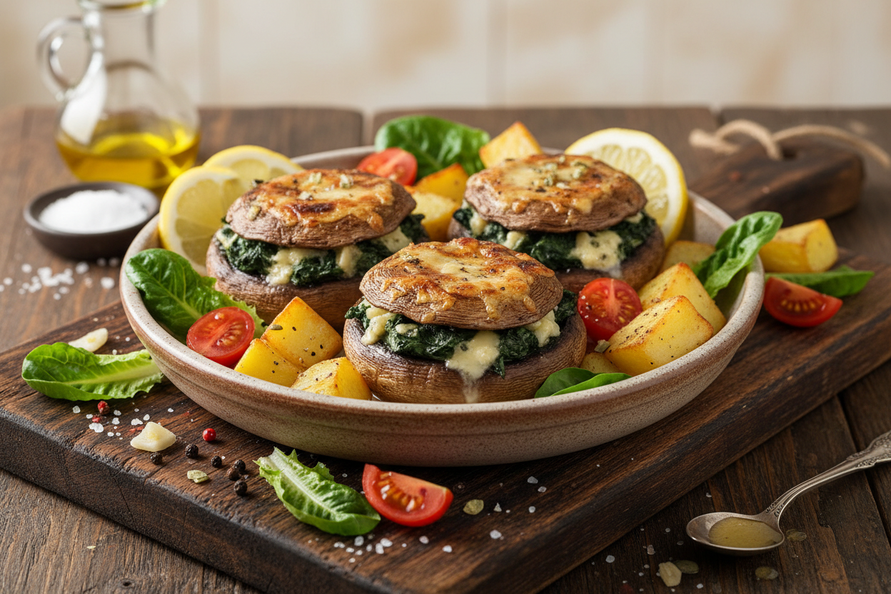 Überbackene Champignons