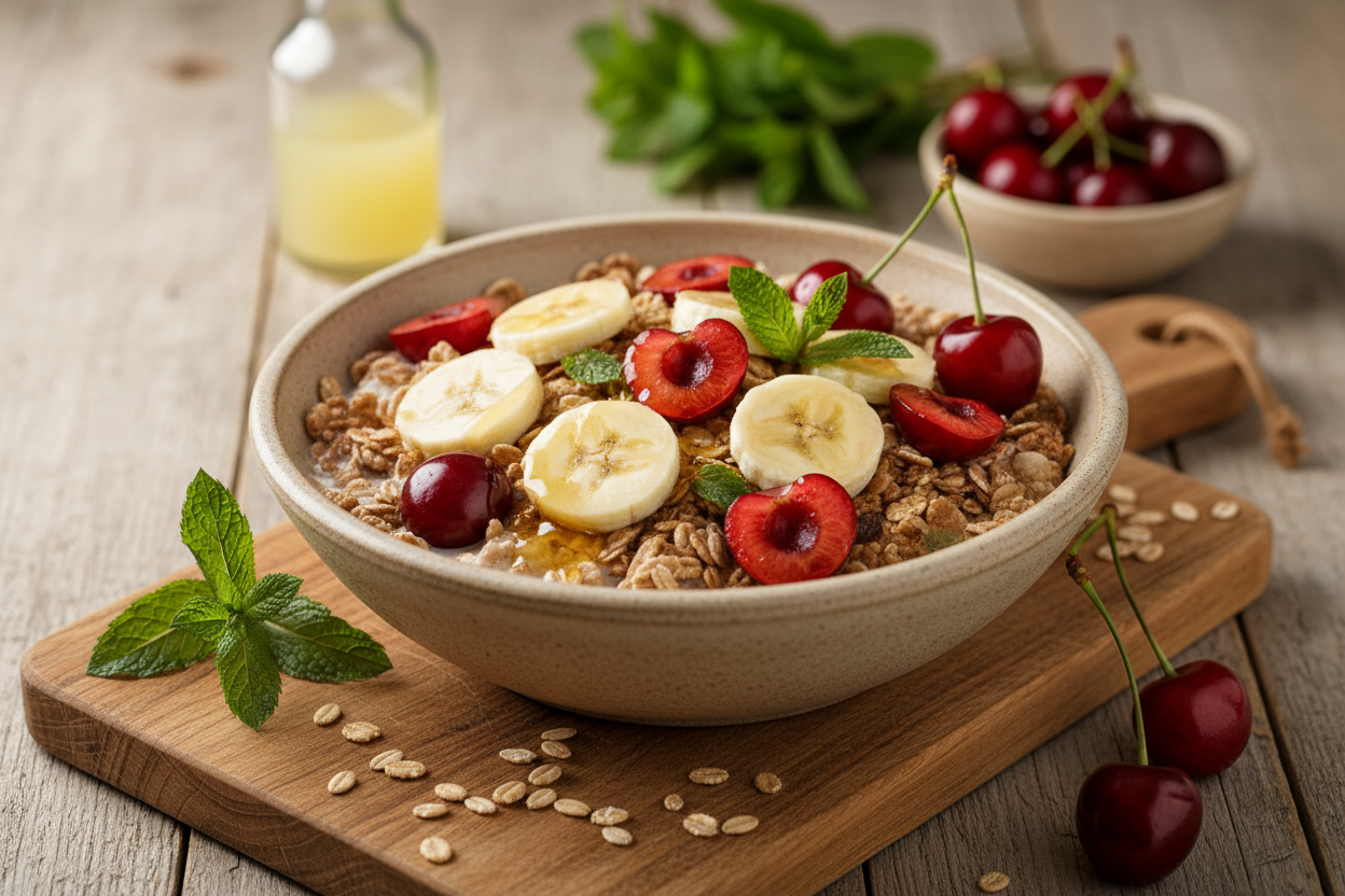 Vollkorn-Müsli mit Kirschen