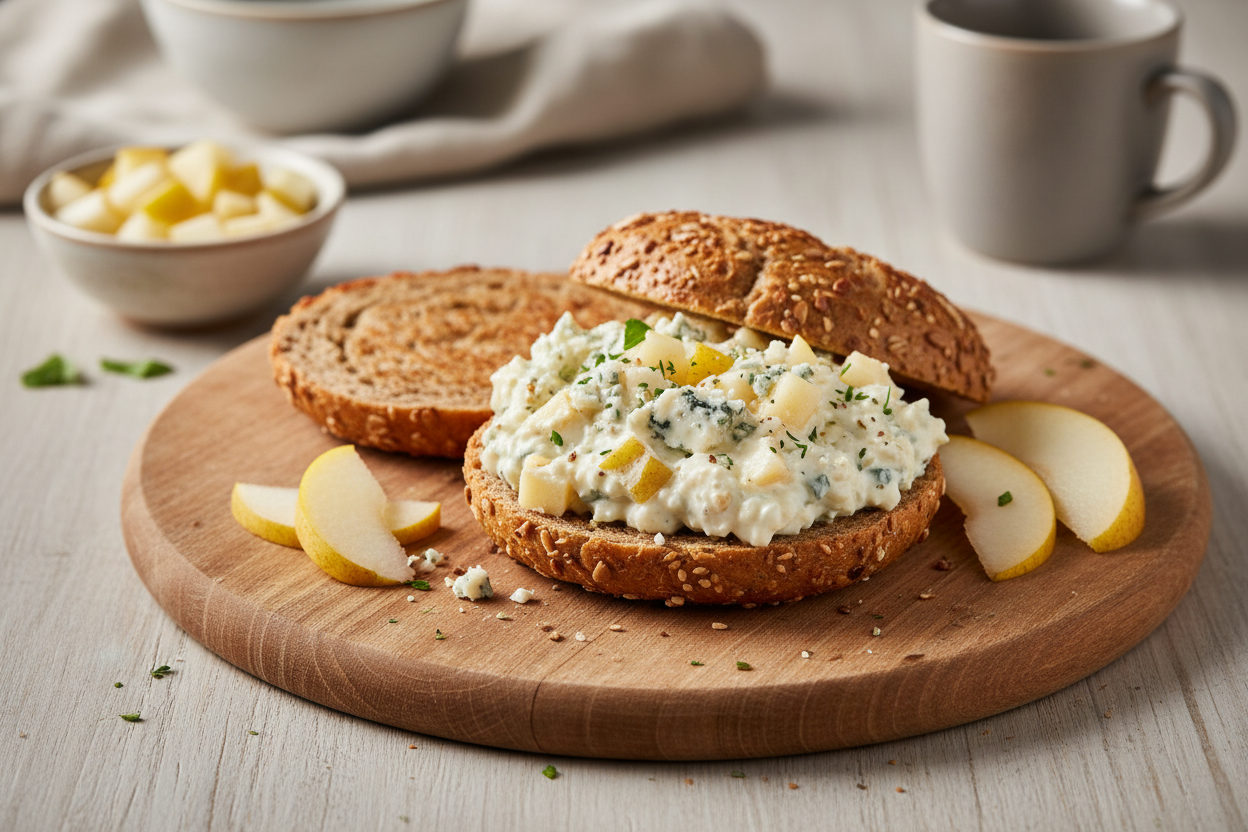 Vollkornbrötchen mit Birnenquark